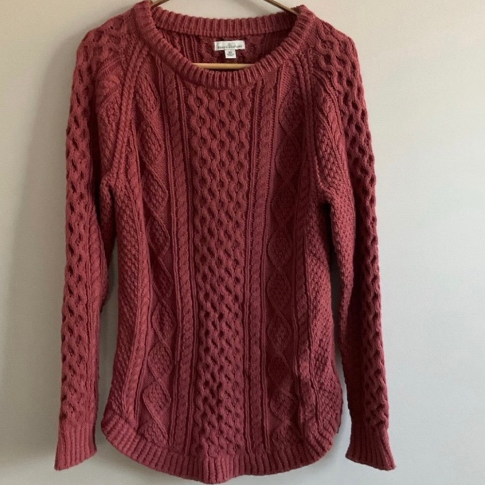 L.L.Bean Signature Cotton Fisherman Tunic Sweater Rose Mauve XS